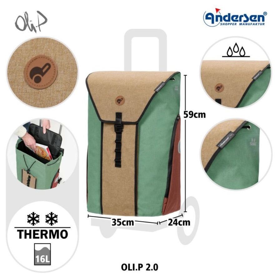 Tasche für Fahrrad-Einkaufswagen Andersen Shopper 50 l + 16 l isotherm