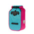 Sacoche bikepacking Ortlieb Fork Pack bleue et rose avec fixation rapide et fermeture étanche par enroulement