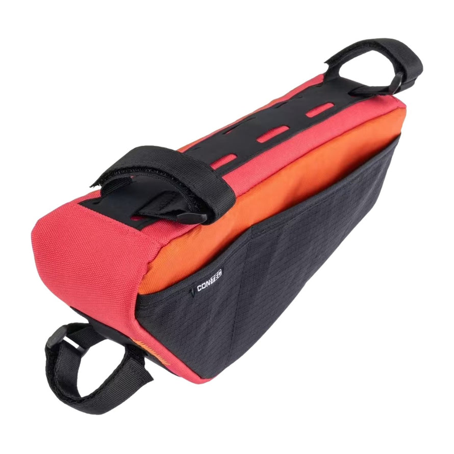 Sacoche de cadre vélo Contec Urban Nomad 2.0 2L rouge orange noir, légère et durable pour cyclistes urbains
