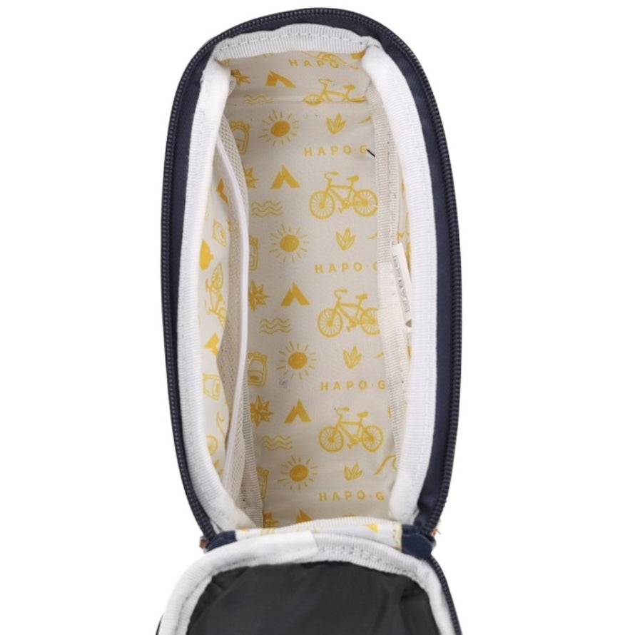 sacoche de cadre pour smartphone avec pare soleil Hapo-G vue compartiment