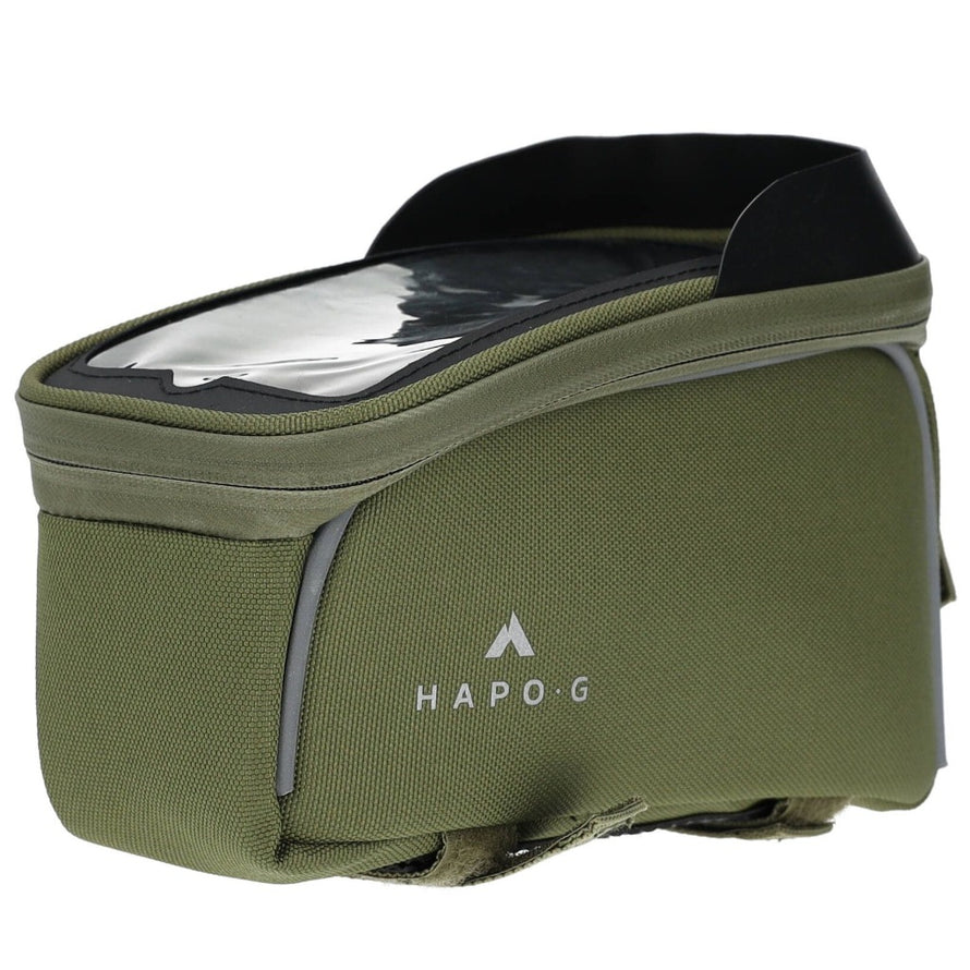 sacoche de cadre pour smartphone avec pare soleil Hapo-G kaki