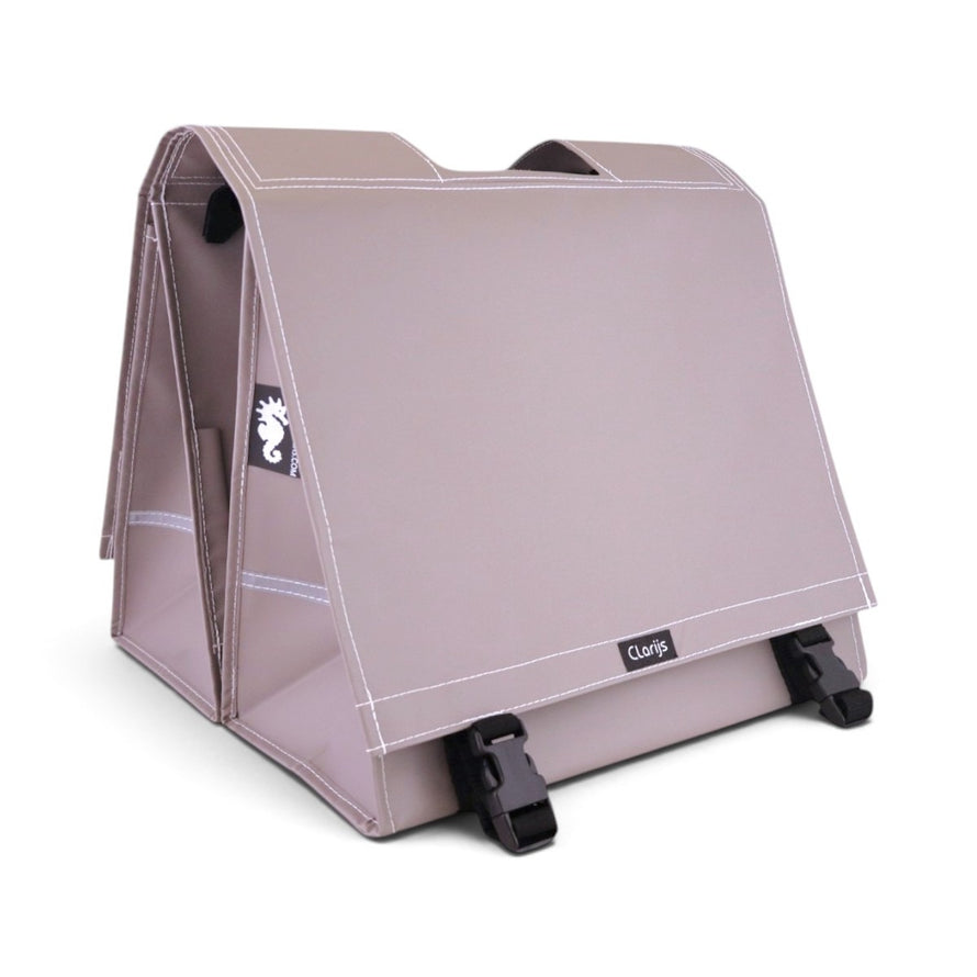 Sacoche double Clarijs Bike Bag 46L étanche couleur taupe pour vélo, pratique et résistante