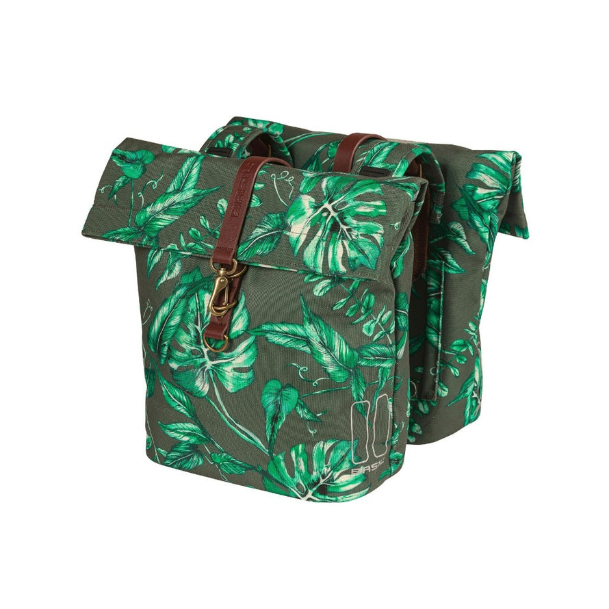 fahrradtasche blumenmuster basil Basil Ever Green Sacoche vélo double écolo sur porte-bagages arrière