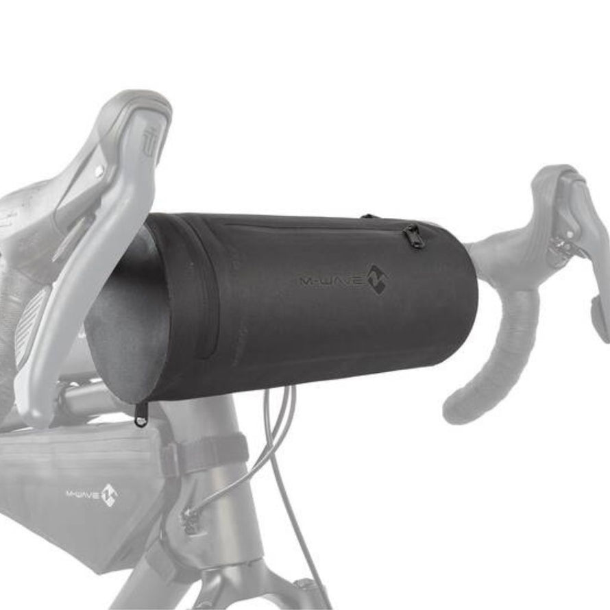 sacoche étanche M‑Wave Rough Ride II montée sur un guidon