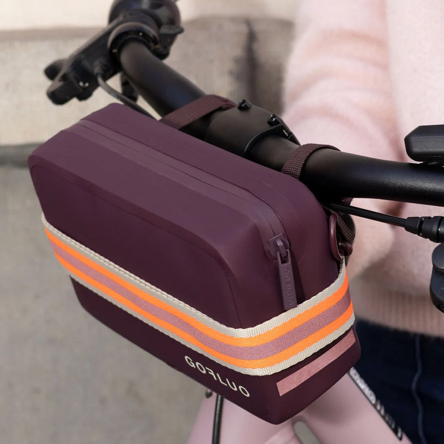 Sacoche pour guidon de vélo Gofluo Colette couleur vieux rose avec bandes réfléchissantes