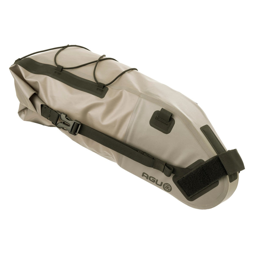 Sacoche de selle Agu Venture Lightweight 9L beige étanche pour vélo, idéale pour le bikepacking et les longues sorties