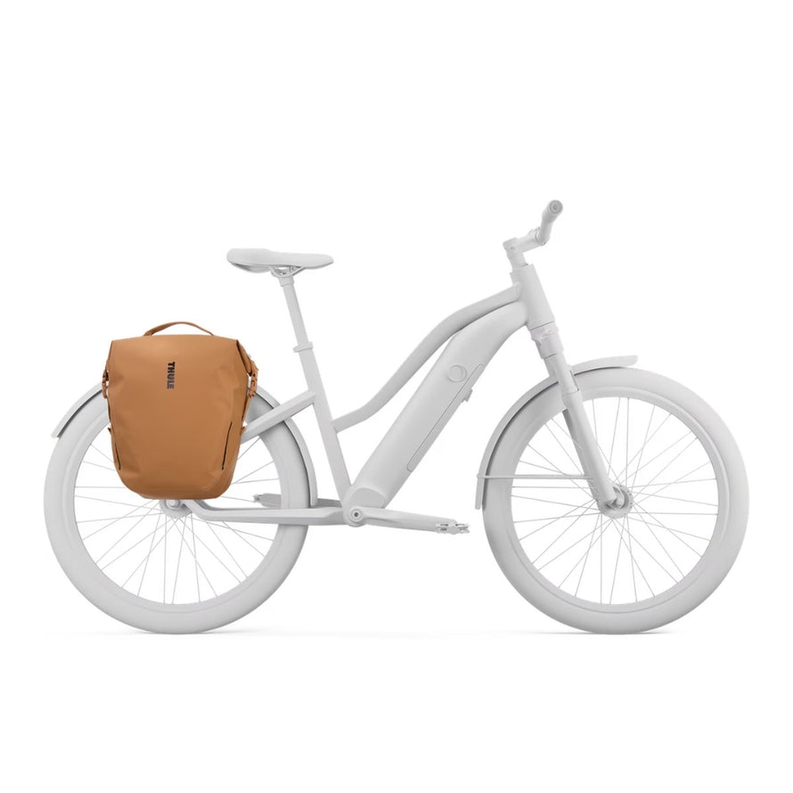 Sacoche vélo Thule Shield InLock marron pour porte-bagages, sécurisée et résistante, idéale pour trajets urbains quotidiens