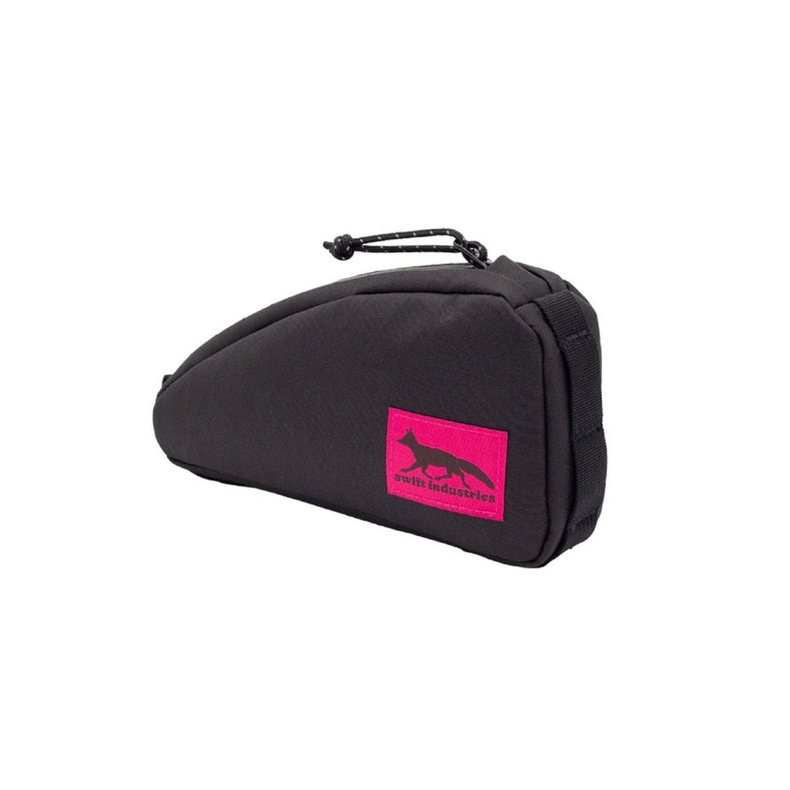 Sacoche top tube Moxie Swift Industries noire compacte avec fermeture zippée pour rangement vélo sécurisé