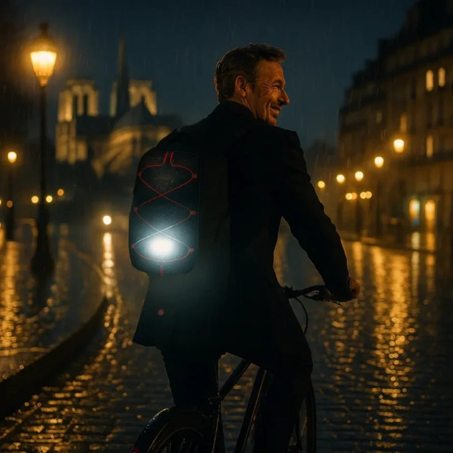 Sacoche porte-bagages vélo 10L Néo Badawin avec éclairage intégré pour une visibilité optimale la nuit