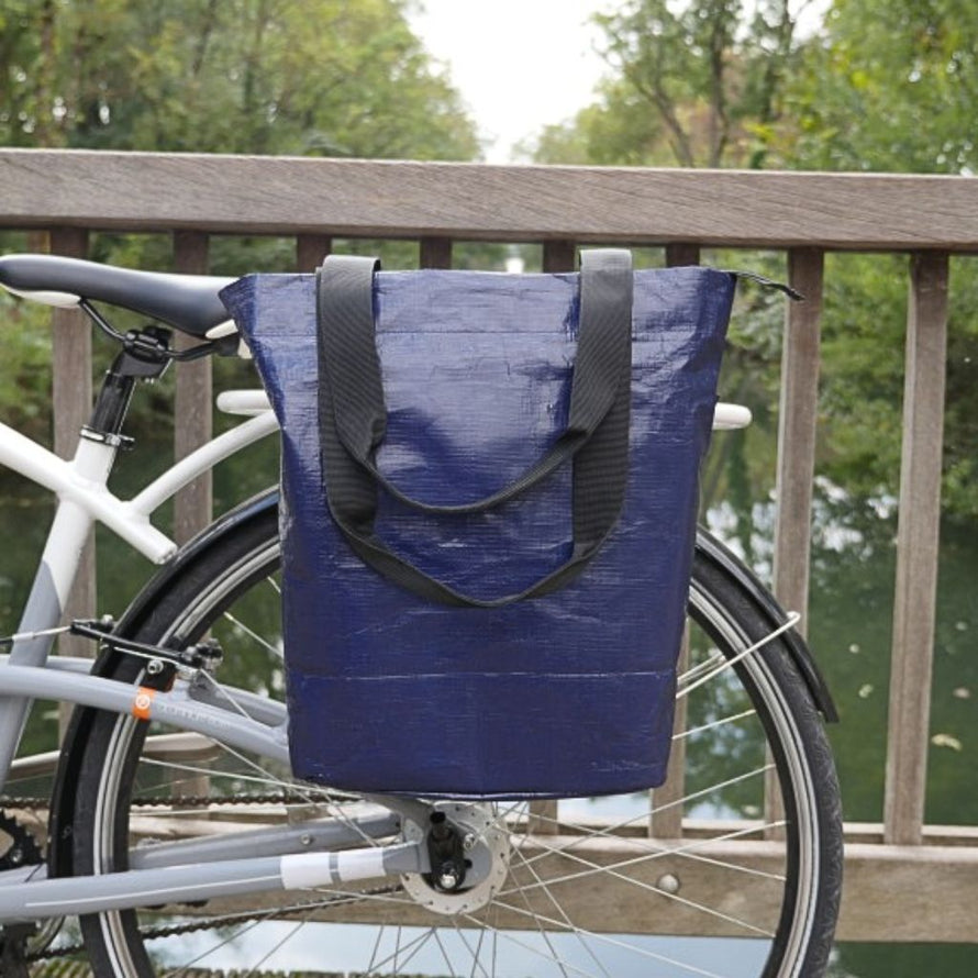 Sac de courses bleu convertible en sacoche vélo arrière Hapo-G
