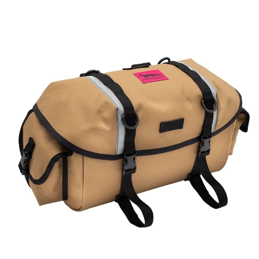 Sacoche velo guidon 12L Zeitgeist Swift Industries taupe avec fixation robuste et bandes reflechissantes pour cyclisme