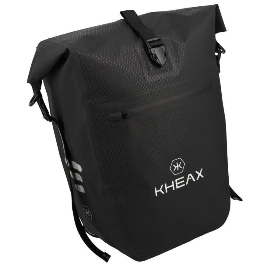 Sacoche vélo sur porte-bagage avec système de fixation rapide, poignée et bandoulière, idéale pour le vélotaf