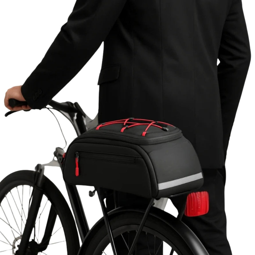 Sacoche porte-bagages vélo 10L Néo Badawin noire avec rangement sécurisé et design moderne pour cyclistes urbains