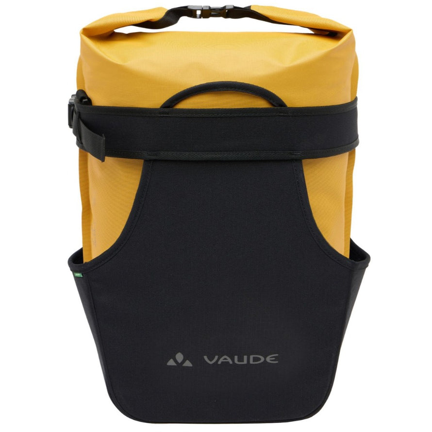 sacoche vélo urban cargo vaude 2 en 1 jaune vue de face