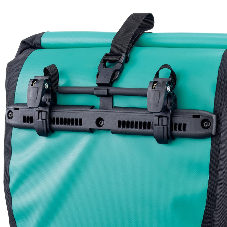 Sacoches arriere Ortlieb Back Roller Free 2x20L turquoise avec systeme fixation robuste et etanche pour velo
