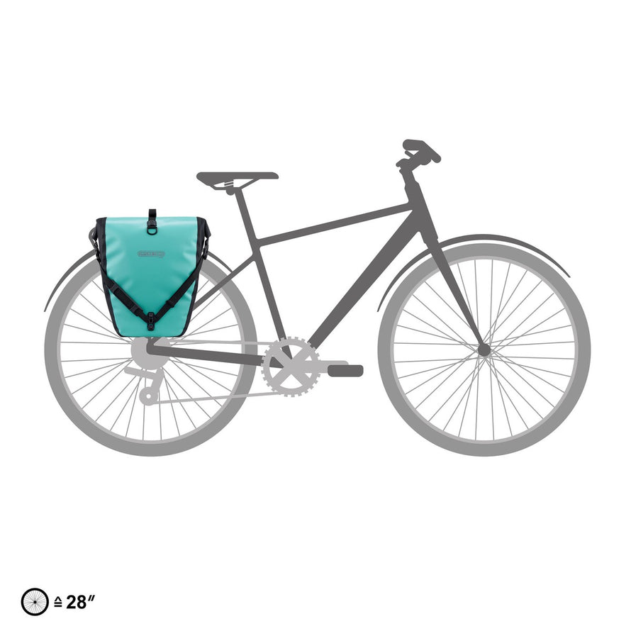 Sacoches arriere Ortlieb Back Roller Free 2x20L turquoise, securisees et impermeables pour velo et cyclotourisme
