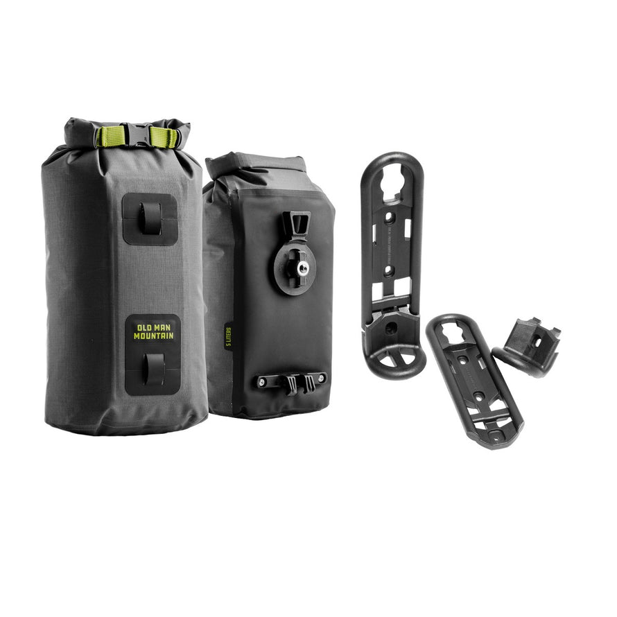 Sacoches de fourche Hemlock avec fixation Flip Cages Old Man Mountain, étanches et robustes pour bikepacking