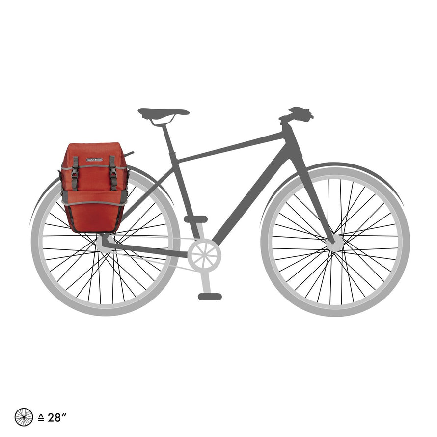 Sacoches arriere Ortlieb Bike Packer Plus 2 x 21L rouges pour velo, solides et imperméables