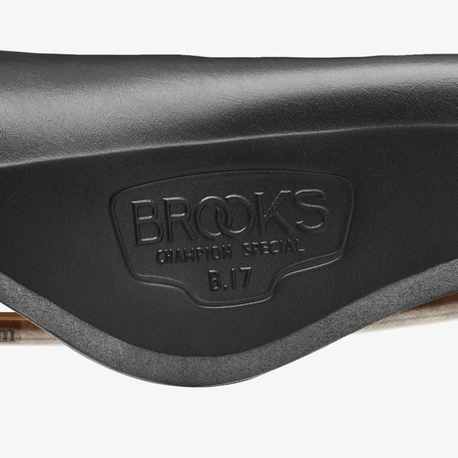 Selle vélo en cuir Brooks B17 special titanium noire vue tampon latéral