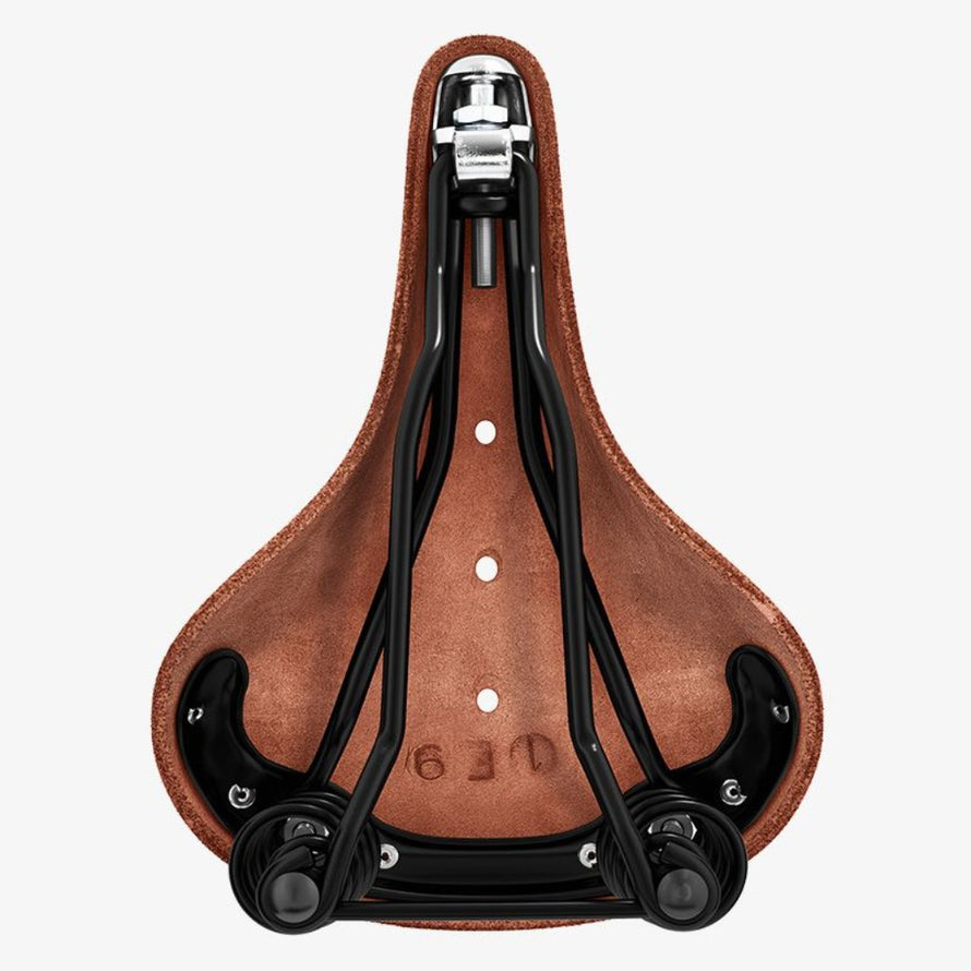 selle vélo Brooks FLyer Short cuir antic brown vue du dessous
