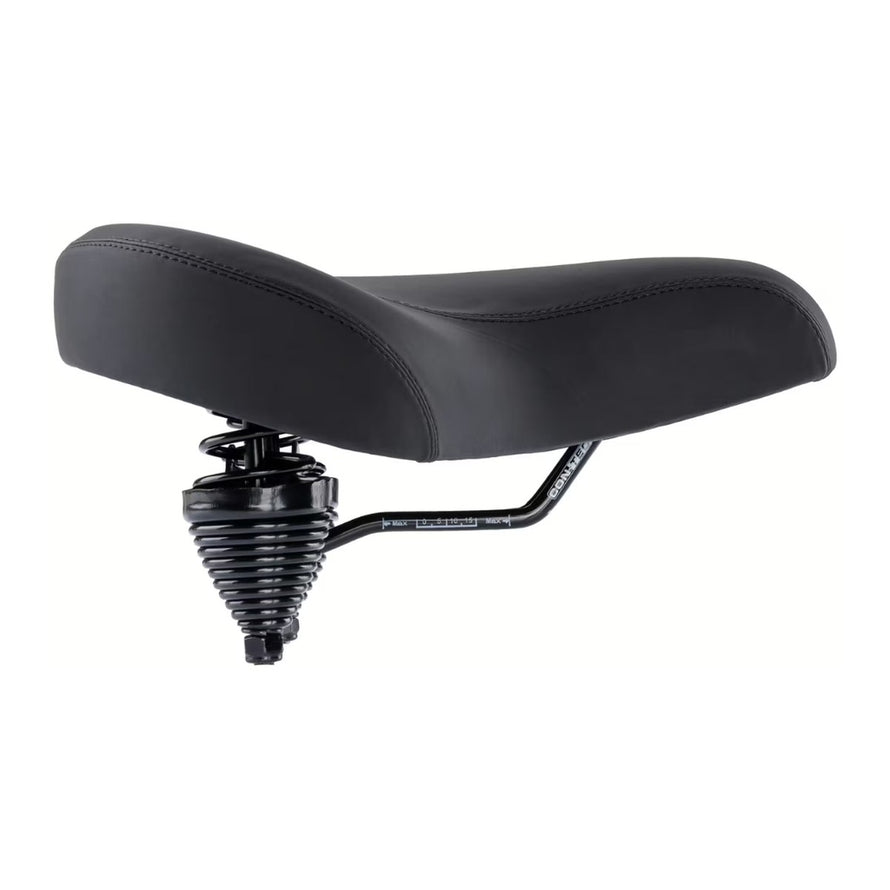 Selle vélo ville Contec Majestic avec ressorts en cuir noir, conçue pour un confort durable en milieu urbain