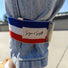 Serre-pantalon reflechissant tricolore bleu blanc rouge marque Suzon et Suzette pour cyclistes