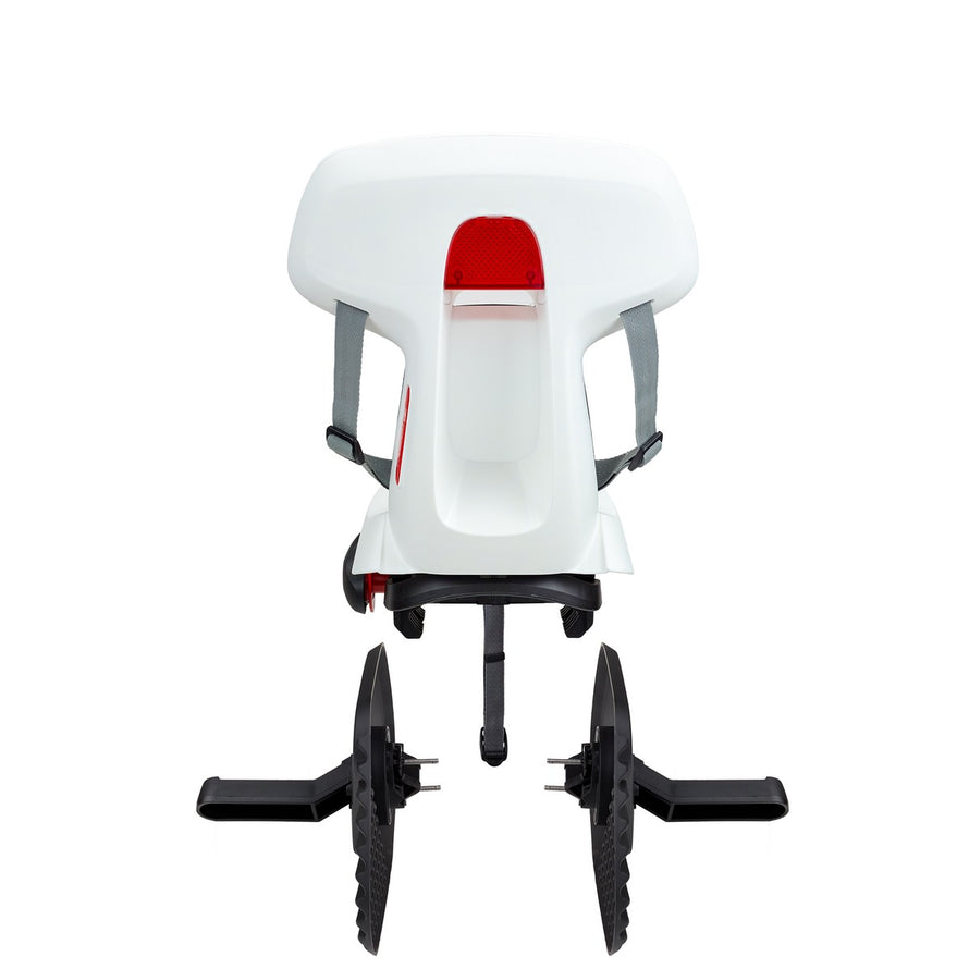 siege enfant guppy junior blanc avec systeme de fixation securisee sur porte bagage arriere polisport