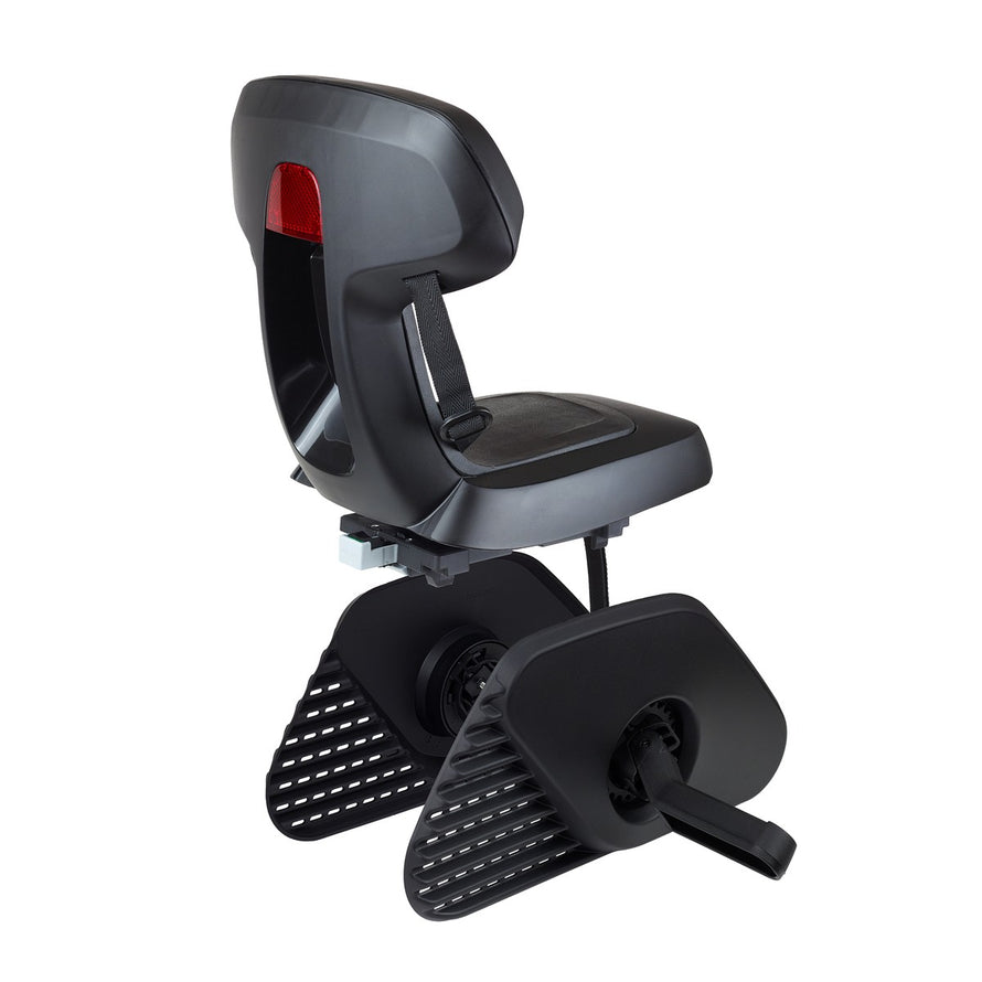 Siege enfant Polisport Guppy Junior sur porte-bagage arriere MIK HD avec repose-pieds securise et confortable