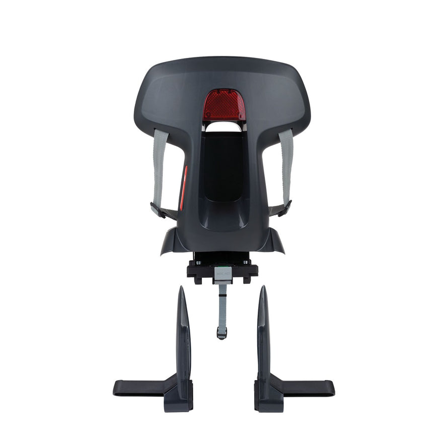 Siege enfant Polisport Guppy Junior sur porte-bagage arriere MIK HD vue arriere avec fixation et sangle de securite