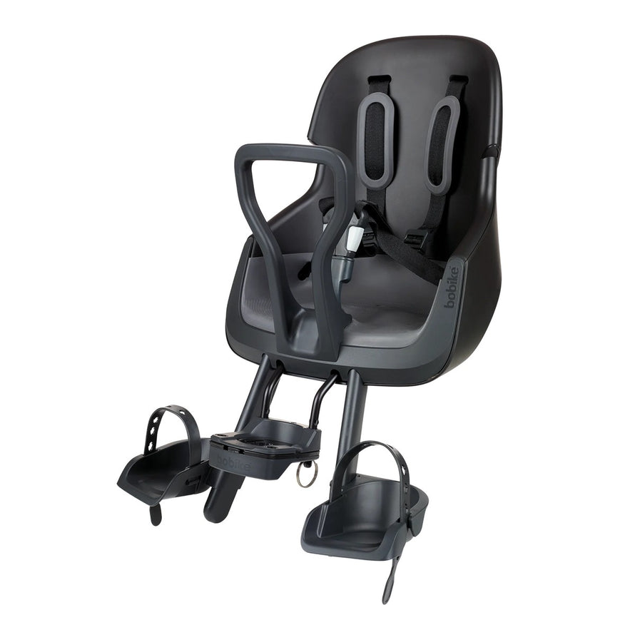 Siege velo avant Bobike Exclusive Evolve Mini ICR noir pour enfants de 9 a 15 kg avec harnais securite