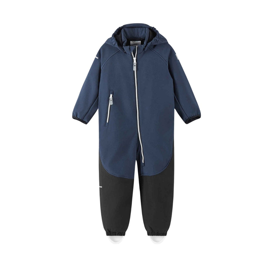 Combinaison softshell enfant Reima Mjosa bleu et noir, imperméable et résistante pour les activités outdoor
