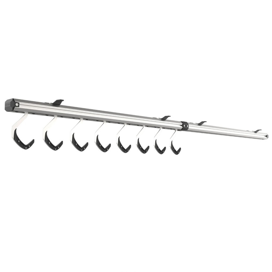 Rangement vélo plafond Stashed SpaceRail 8 vélos avec crochets pivotants pour gain de place et rangement efficace