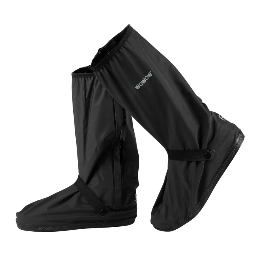 Surchaussures vélo imperméables WOWOW Rainflow en noir, protection efficace contre la pluie pour cyclistes