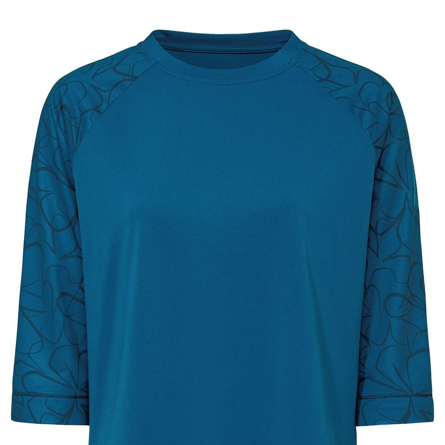 T-Shirt Vaude Neyland 3/4 Femme bleu avec manches à motifs floraux et tissu technique respirant