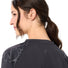 Détail dos T-Shirt Vaude Neyland 3/4 Femme noir avec motif coeur discret et tissu technique respirant