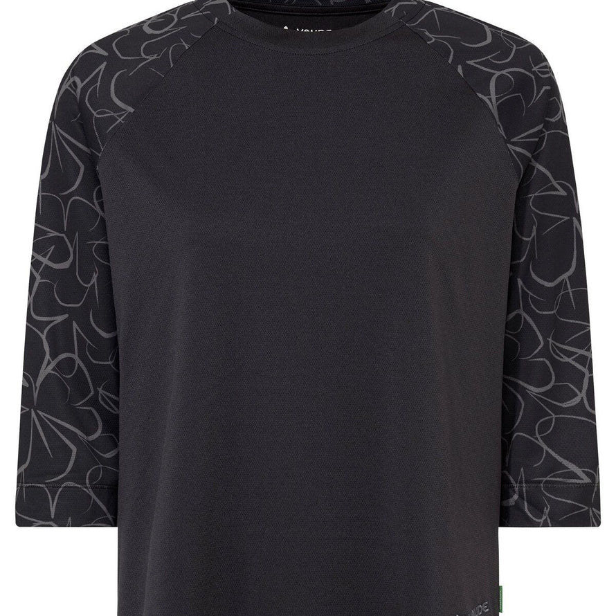 T-Shirt Vaude Neyland 3/4 Femme noir avec manches à design graphique et tissu technique respirant