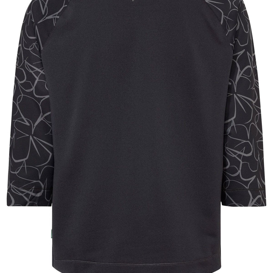 T-Shirt Vaude Neyland 3/4 Femme noir avec manches noires à motifs floraux gris distinctifs