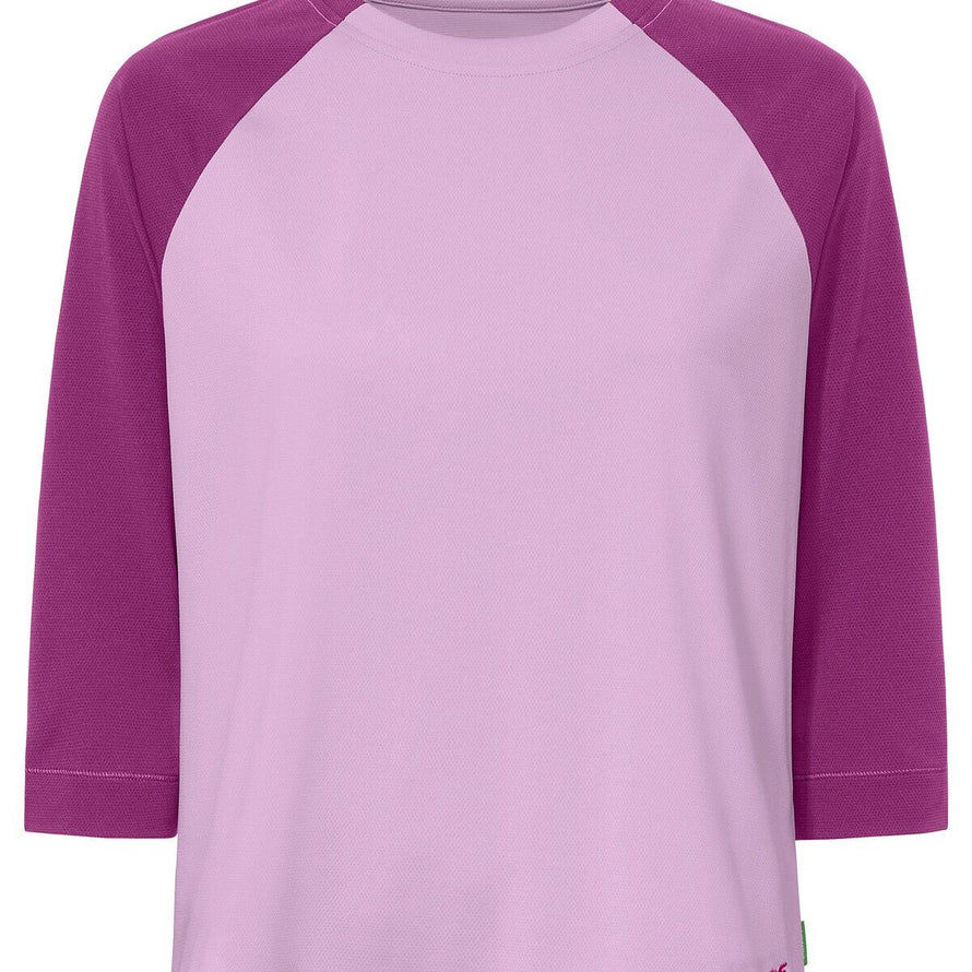 T-Shirt Vaude Neyland 3/4 Femme rose clair avec manches violettes confortables pour cyclisme