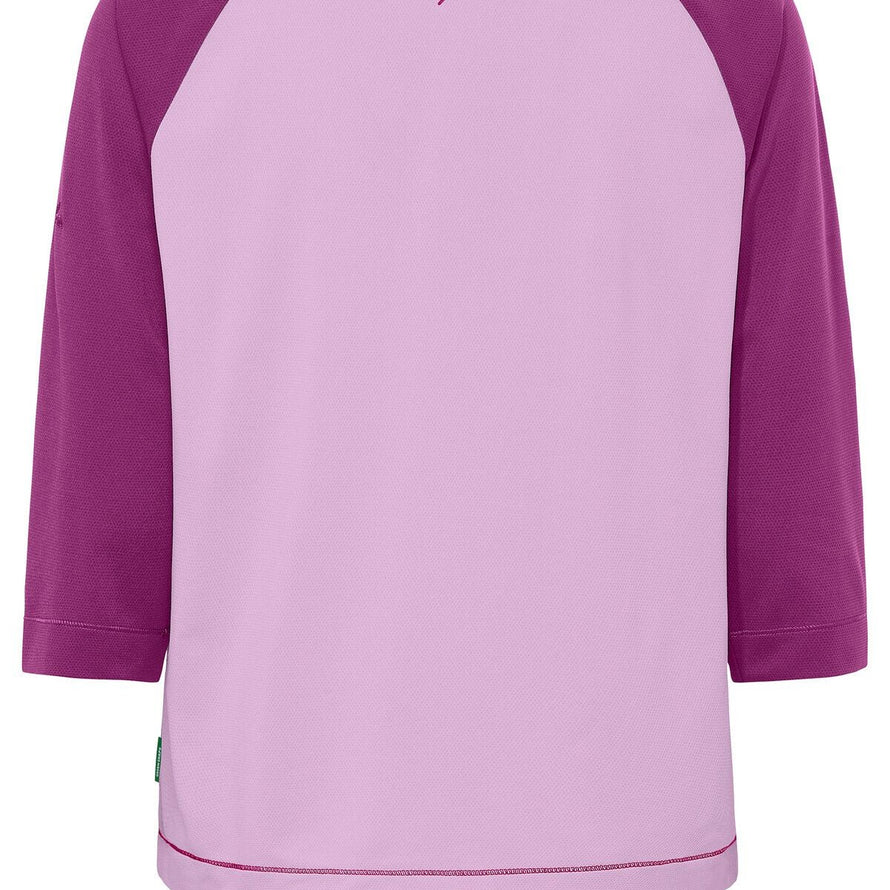 T-Shirt Vaude Neyland 3/4 Femme rose avec manches violettes et tissu respirant pour cyclisme