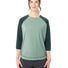 T-Shirt Vaude Neyland 3/4 Femme vert clair avec manches raglan foncées et tissu respirant pour cyclisme
