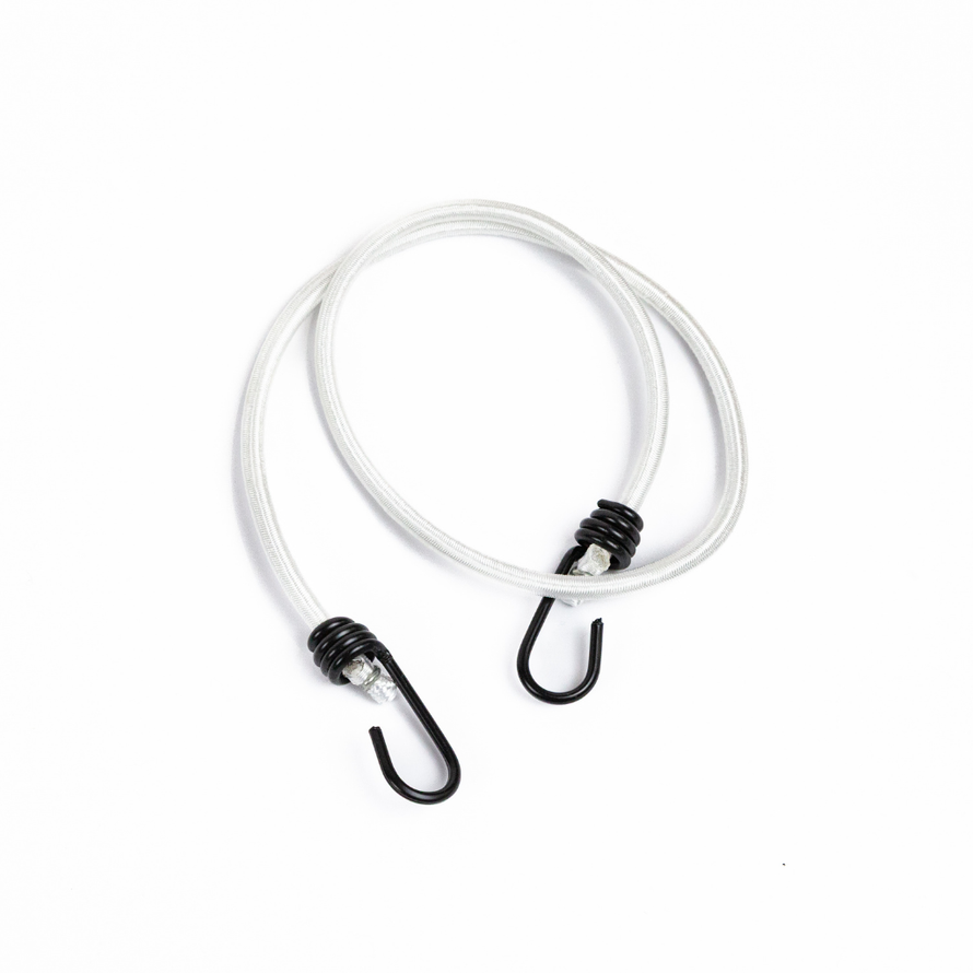 Tendeur vélo sandow 80 cm avec crochets recouverts de PVC pour fixer des affaires sur porte-bagages ou panier de vélo.