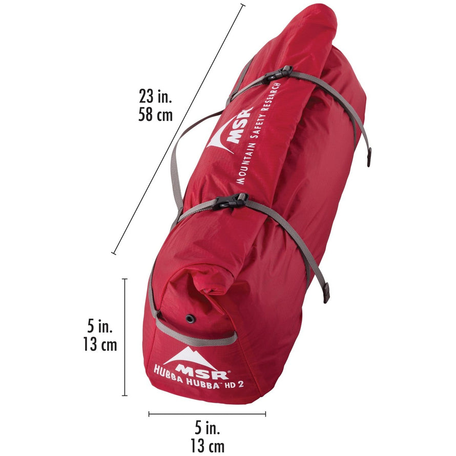 Sac de rangement compact rouge pour tente MSR Hubba Hubba HD 2P, facile à transporter en bivouac