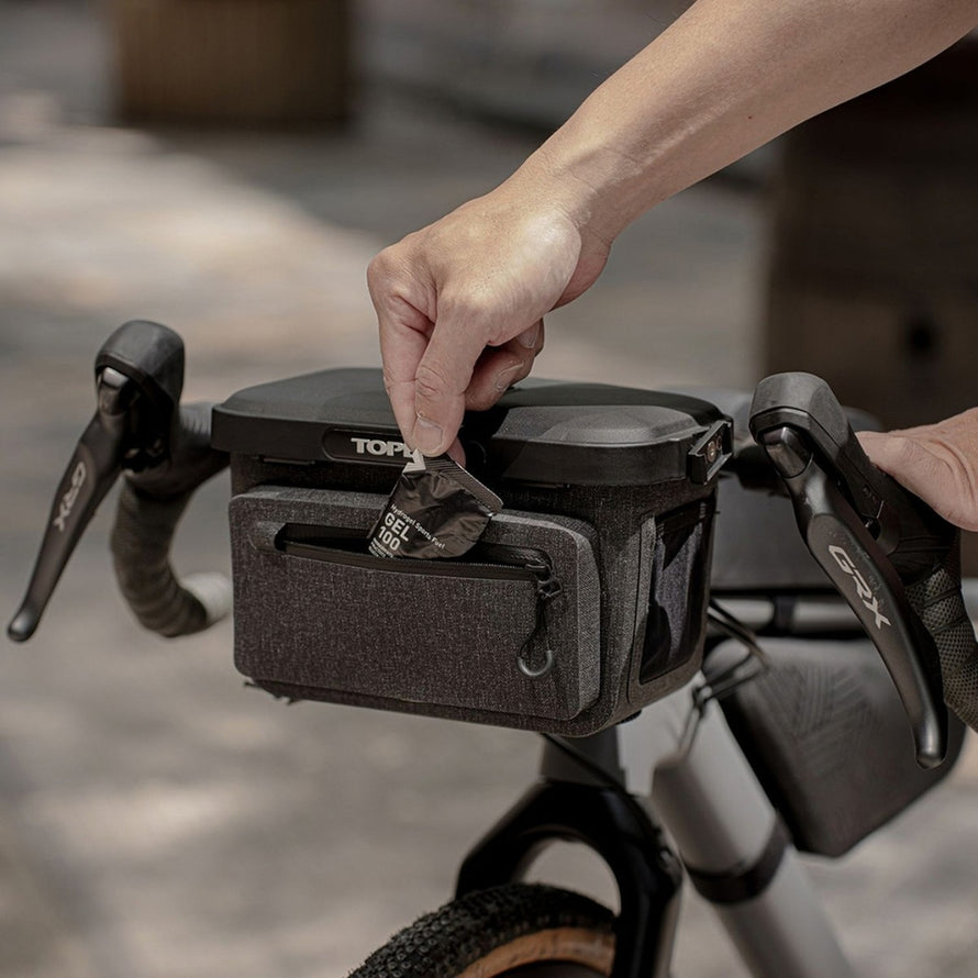 Sacoche guidon compacte Topeak Elementa Dry BarBag avec adaptateur multi-montage, étanche et résistante pour vélos