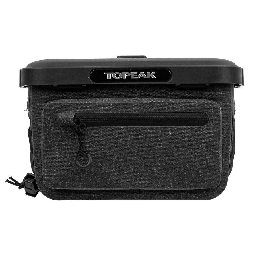 Sacoche rigide noire Topeak Elementa Dry BarBag avec adaptateur multi-montage pour guidon vélo étanche