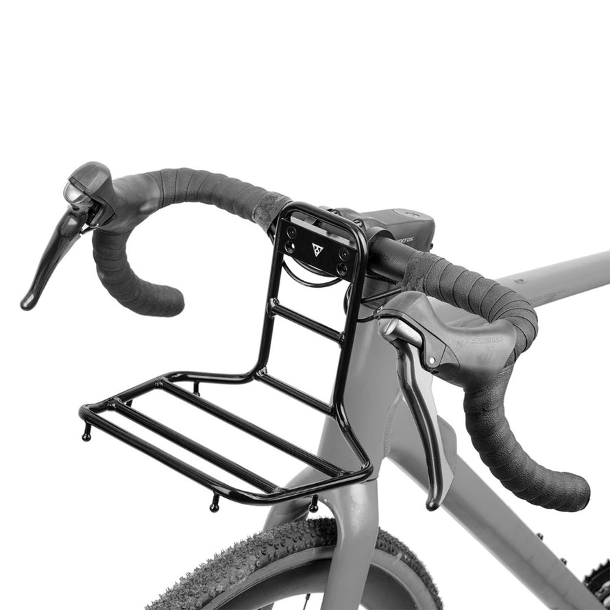 Porte-bagage avant velo Topeak HandleBar Rack en metal noir avec fixation facile sur guidon