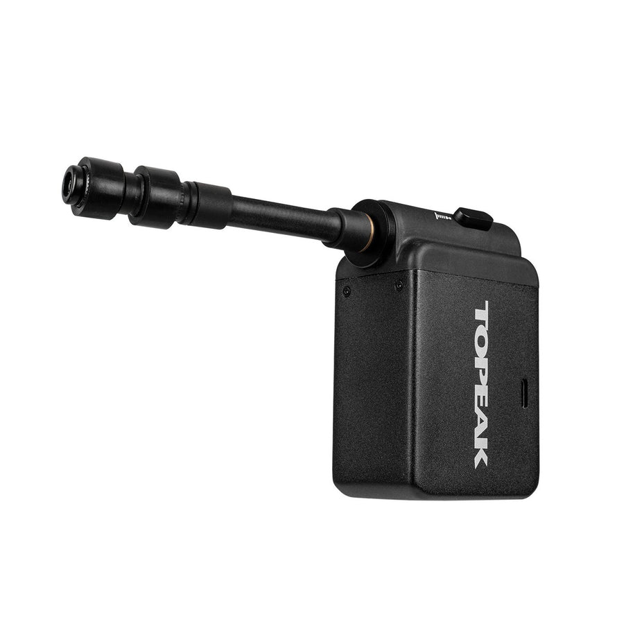 Pompe electrique portable Topeak E-Booster pour bikepacking avec precision digitale et design compact