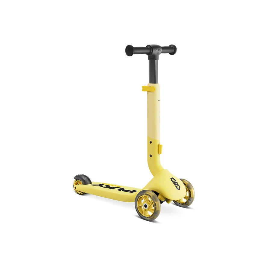 Trottinette Puky PUSH 3 roues pliable jaune avec LED, adaptée aux enfants dès 2 ans pour sécurité et amusement