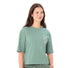 T-shirt Dames Vaude Redmont lichtgroen van biologisch katoen met grafisch patroon, comfortabel en ecologisch voor fietsen