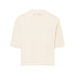 T-shirt Dames Vaude Redmont Heavyweight beige met roze logo op de schouder, stijl en comfort voor fietsen