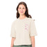 T-shirt Dames Vaude Redmont Heavyweight beige met roze motief aan de voorkant, casual en comfortabel stijl